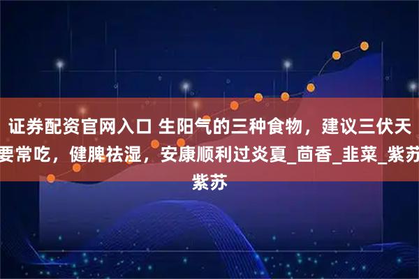 证券配资官网入口 生阳气的三种食物，建议三伏天要常吃，健脾祛湿，安康顺利过炎夏_茴香_韭菜_紫苏